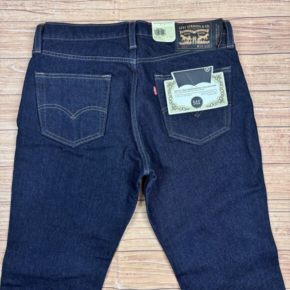 Levis 511 Slim Fit Skateboarding Jeans 34x30 Cordura Fabric Rigid Indigo - Picture 3 of 16